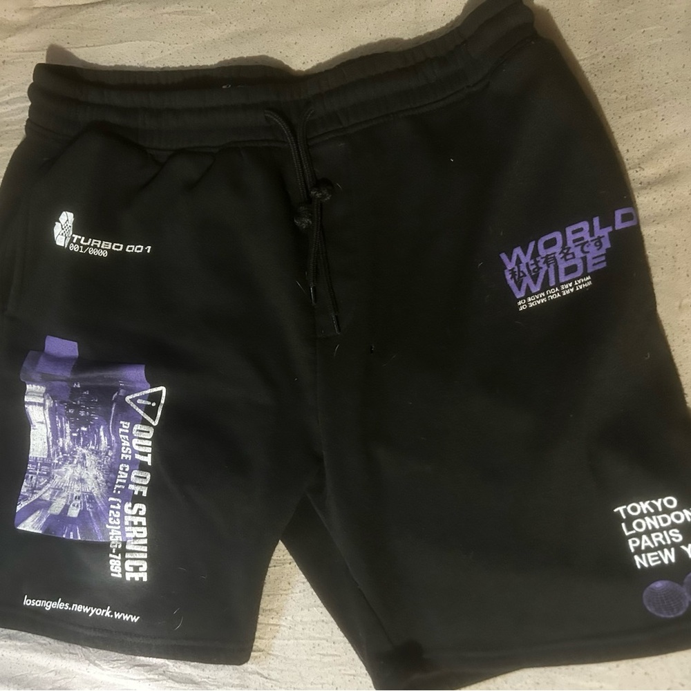 Black Athletic Shorts with Graphic Design